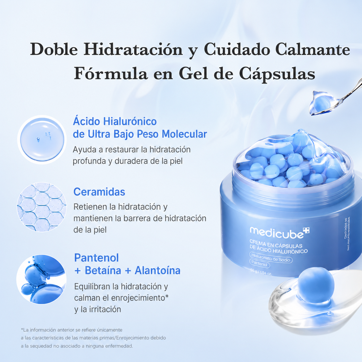 Crema Facial Hidratante con Ácido Hialurónico en Cápsulas - Medicube
