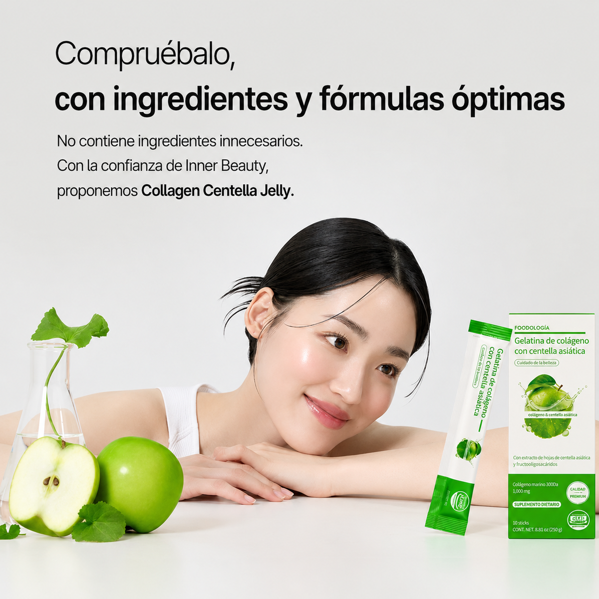 Collagen Centella Jelly - Sabor Manzana Verde - 10 Sobres