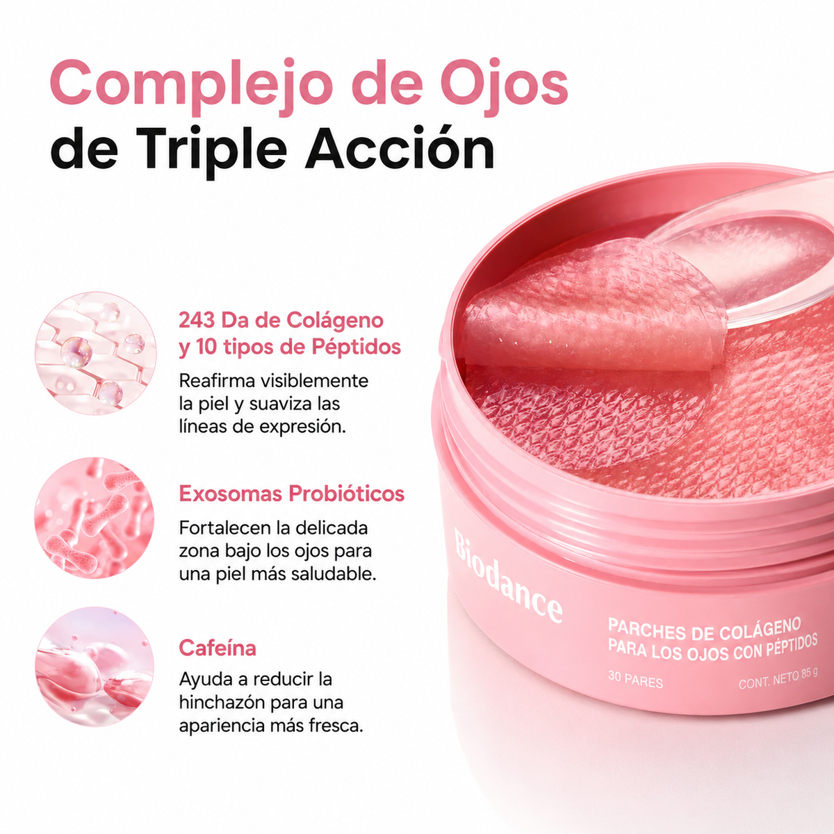 Parches para los Ojos con Peptidos de Colágeno - Biodance - 30 Pares