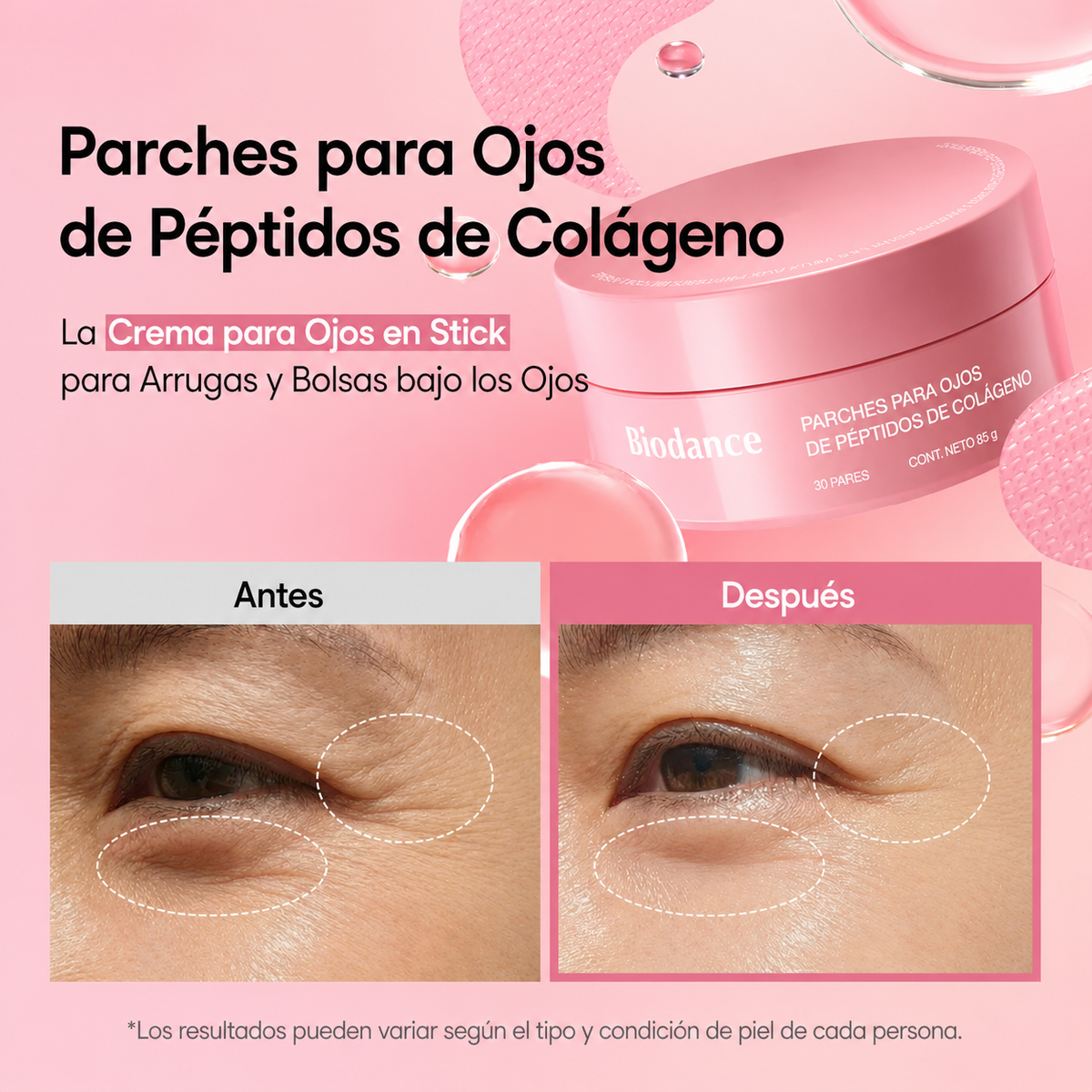 Parches para los Ojos con Peptidos de Colágeno - Biodance - 30 Pares